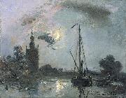 Johan Barthold Jongkind Overschie in the Moonlight Spain oil painting artist